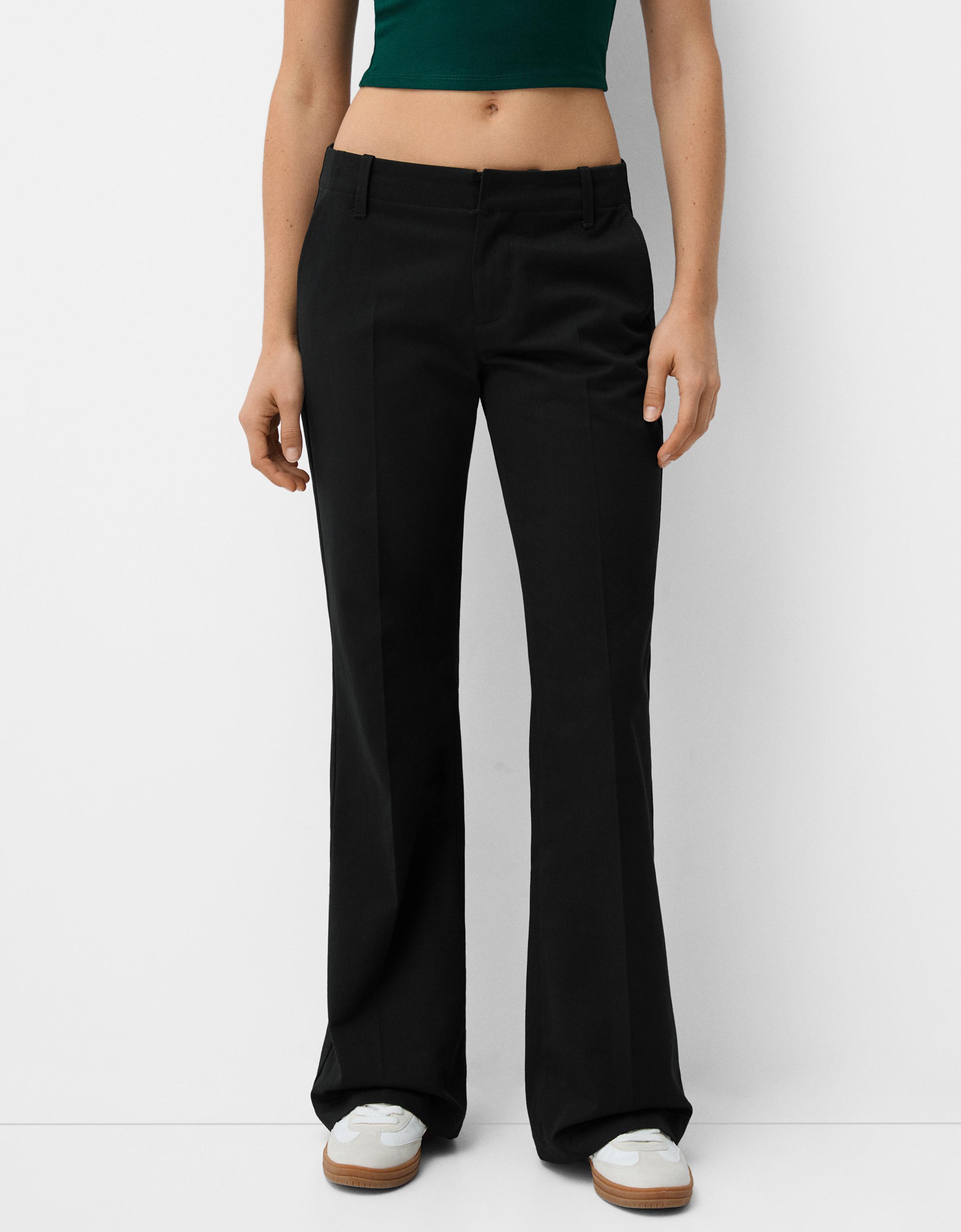 Bershka Chinohose Mit Schlag Damen 42 Schwarz