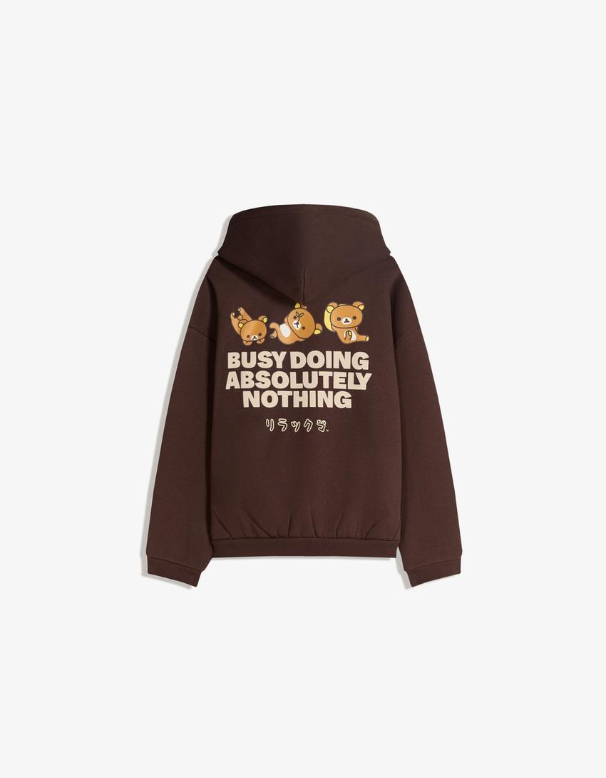 Rilakkuma-Hoodie mit Print-Braun
