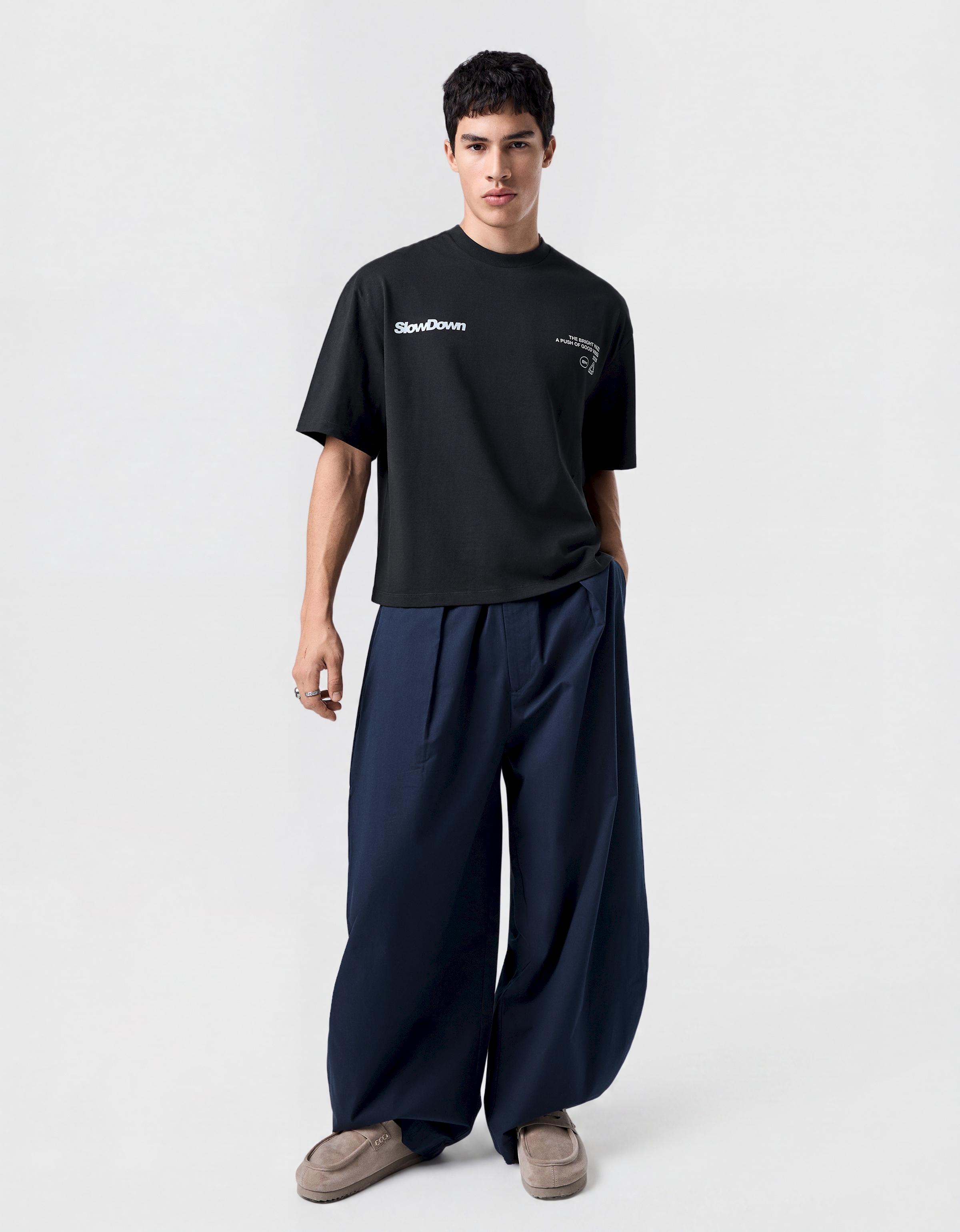 Boxy street lettering T-shirt — Navy