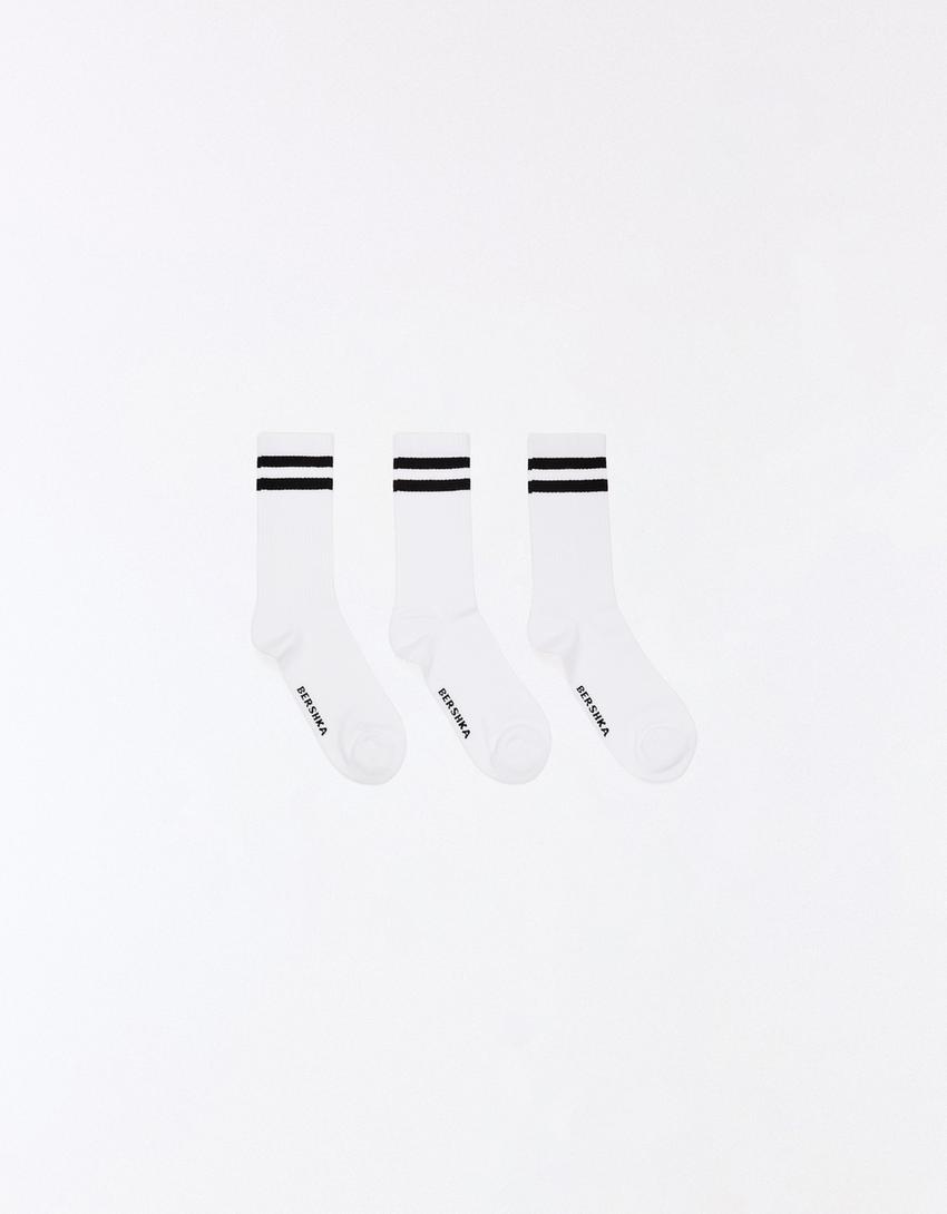Pack of 3 pairs of sporty socks-White