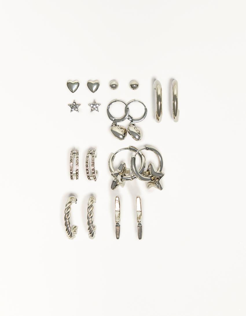 Pack 9 boucles d’oreilles-Argent