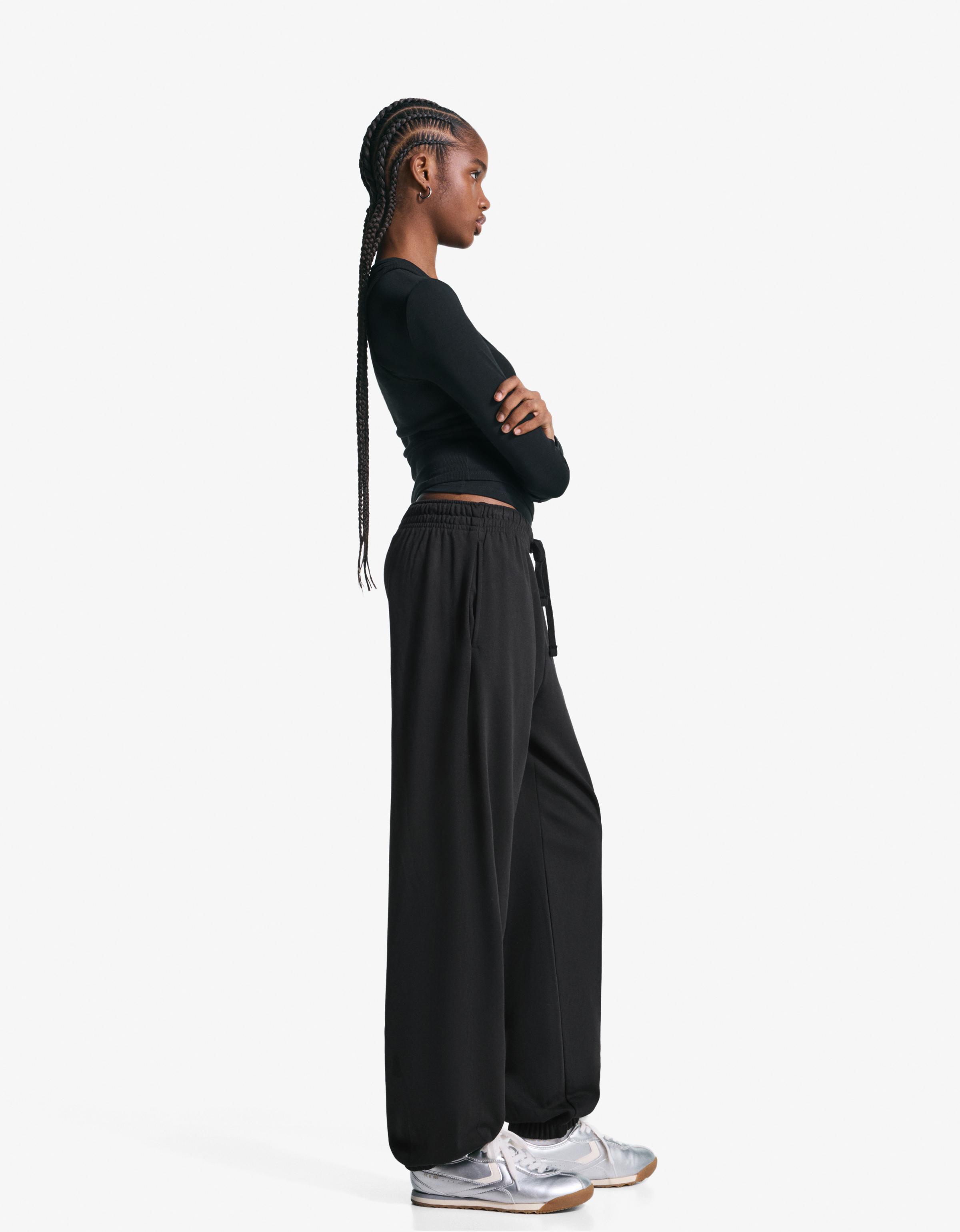Bershka Joggerhose Aus Plüsch Damen M Schwarz