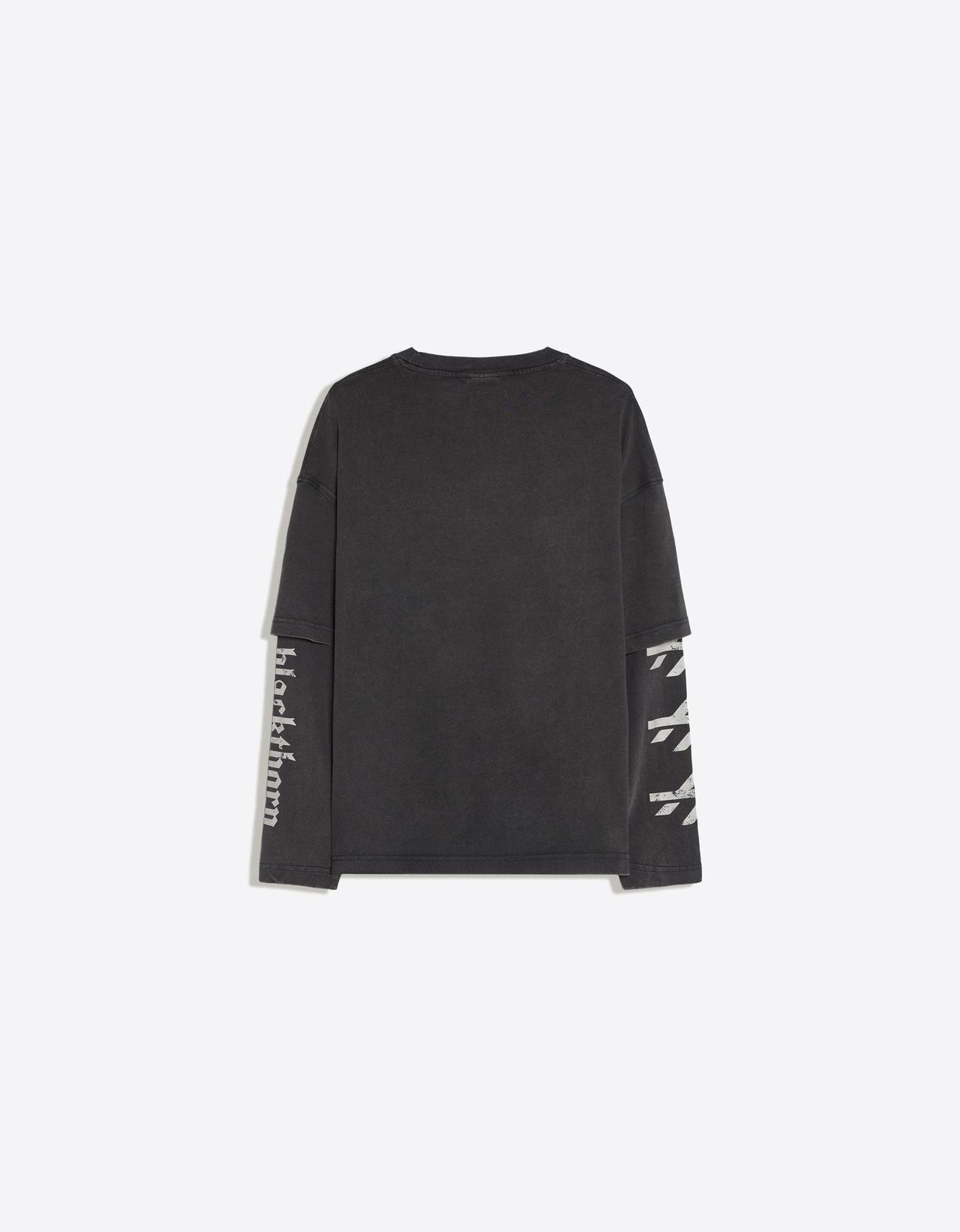 Printed double-sleeve T-shirt — Dark grey
