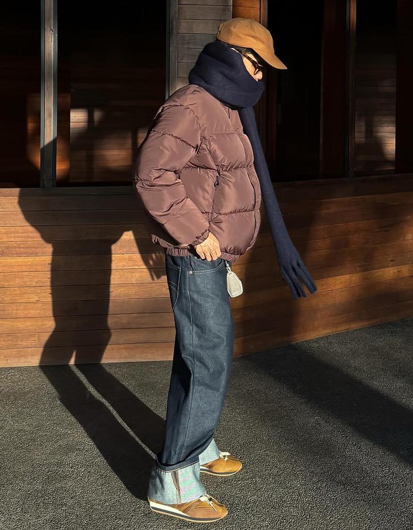 Teknik şişme mont-Kahverengi