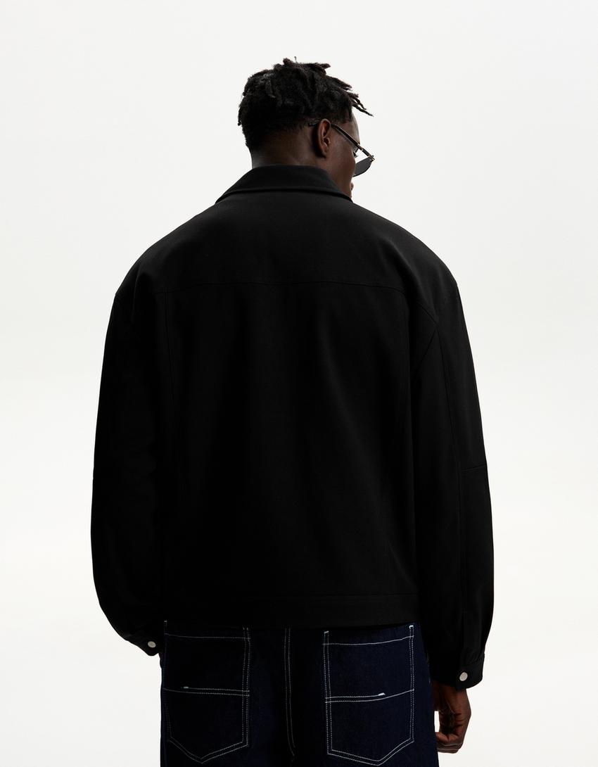 Overshirt met rits-Zwart-1