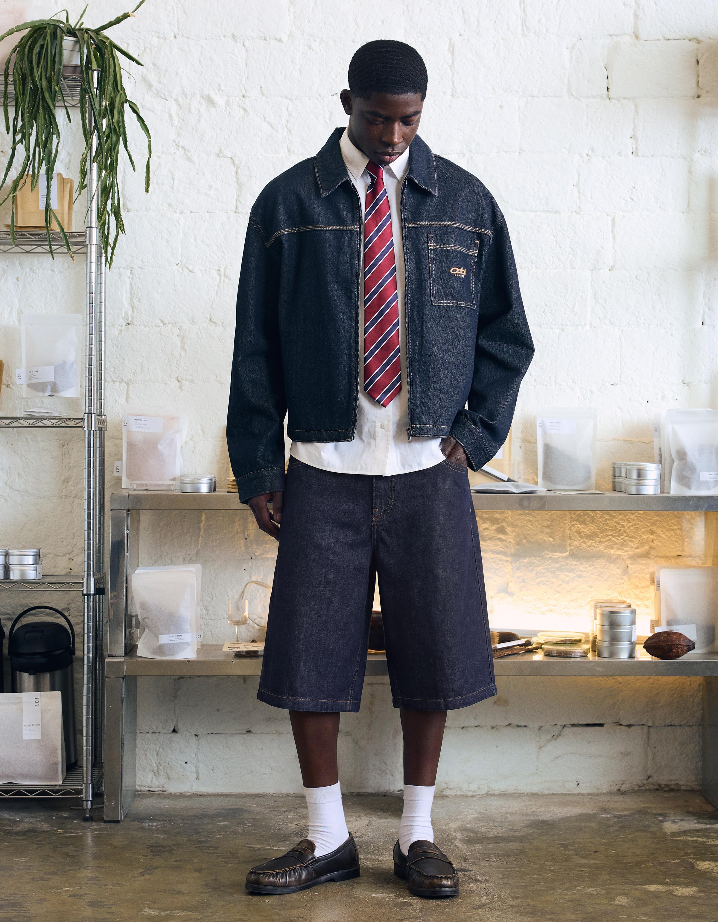 Baggy fit denim bermuda - Görsel 38