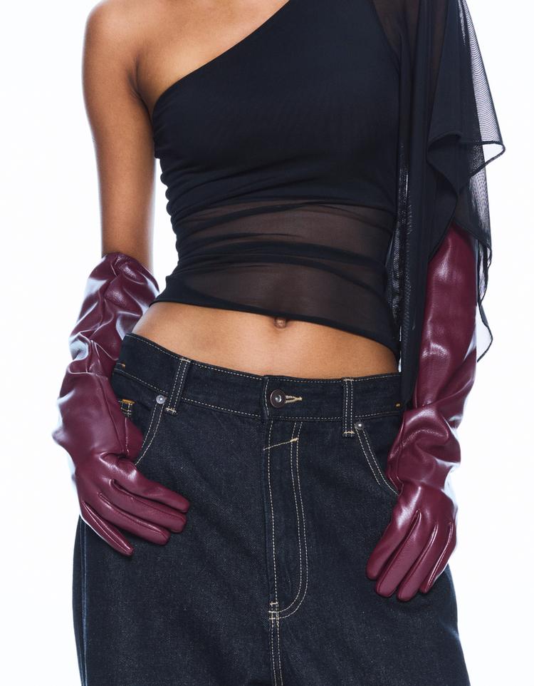 Guantes largos efecto piel