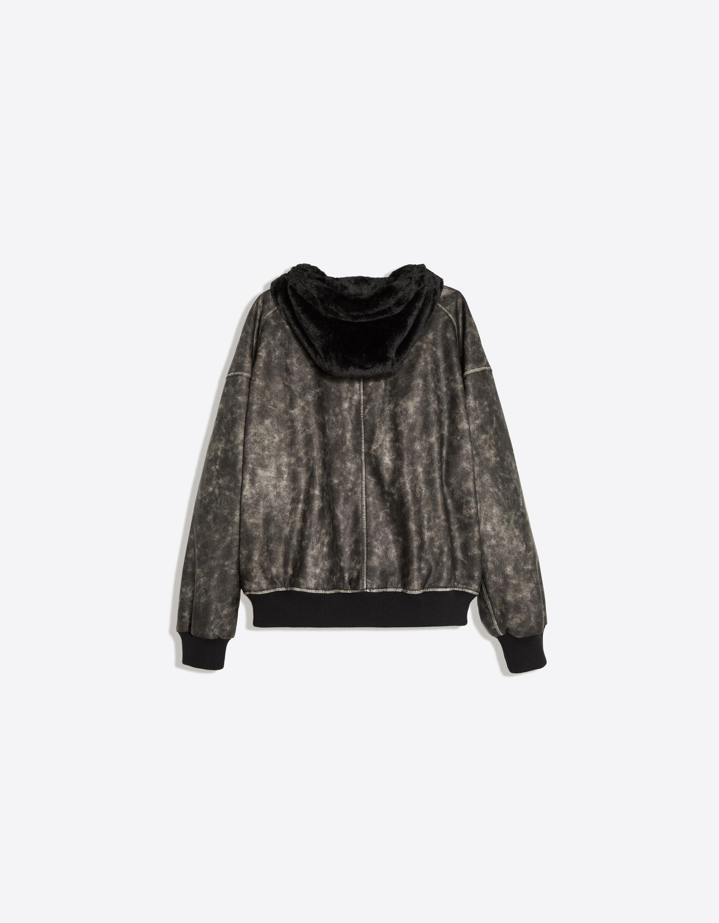 Reversible faux fur hooded jacket — Black