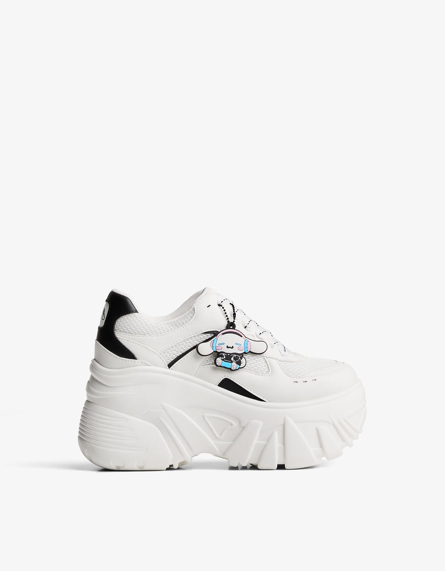 Bershka buty sportowe na platformie cinnamoroll biały