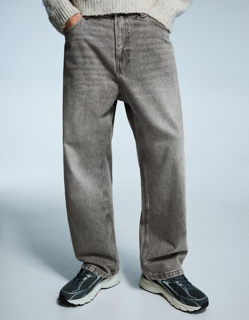 Jeans baggy-Cinza