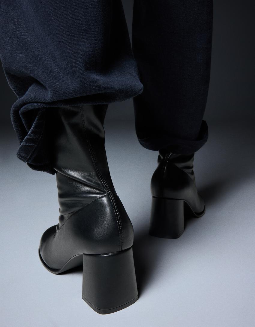 Bottines à talon large-Noir