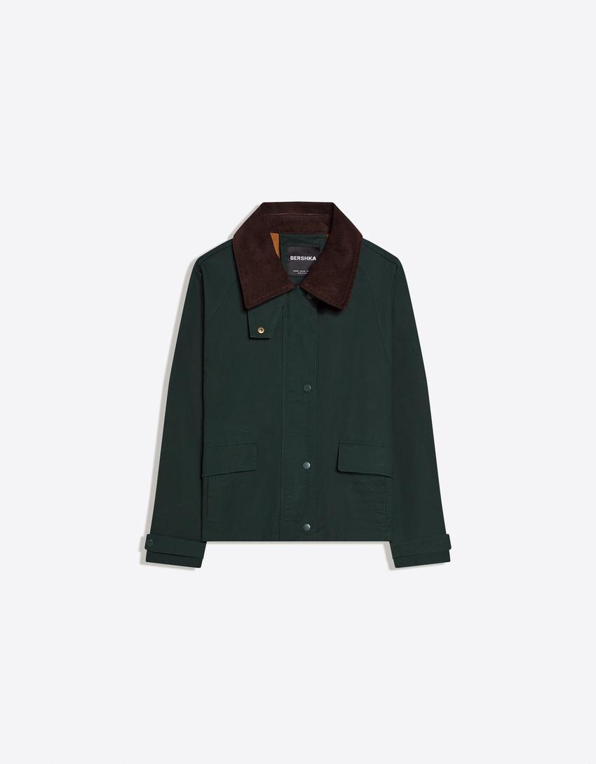 Kaplamalı fitilli ceket-Yeşil