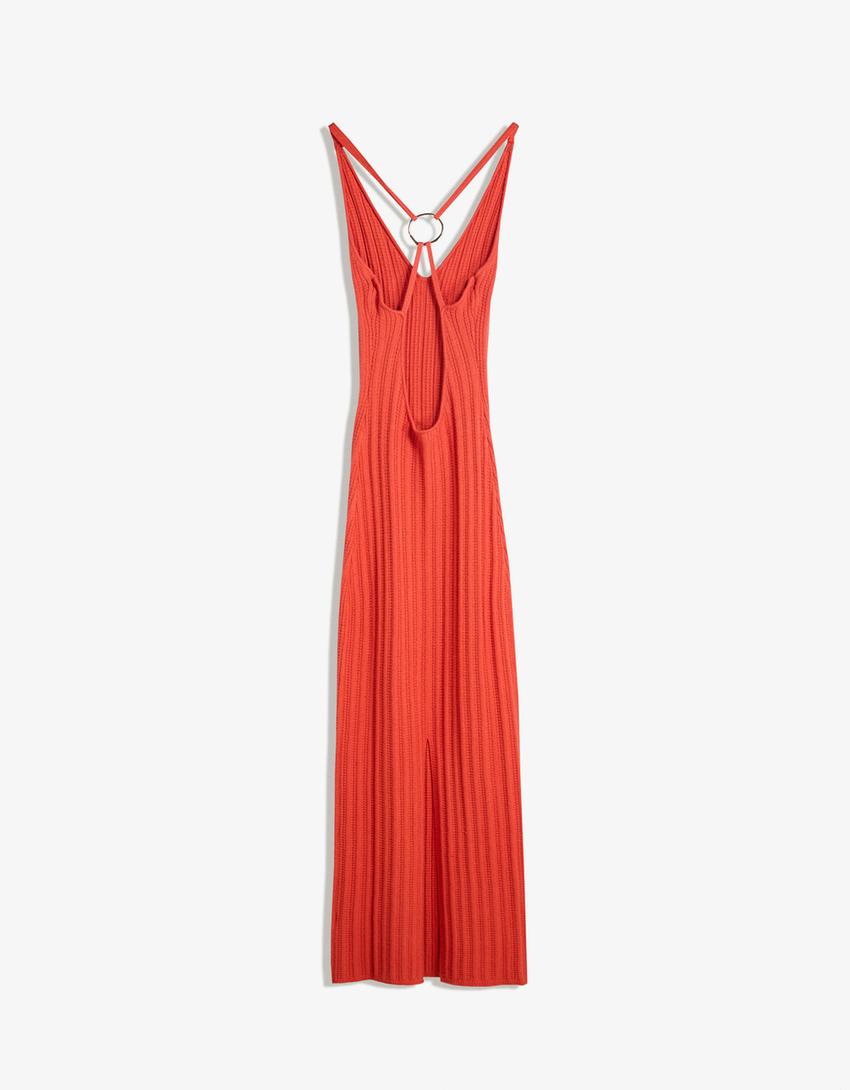Vestido midi tirantes arandela-Coral