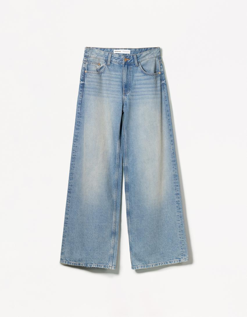 Wide-leg jeans-Washed out blue