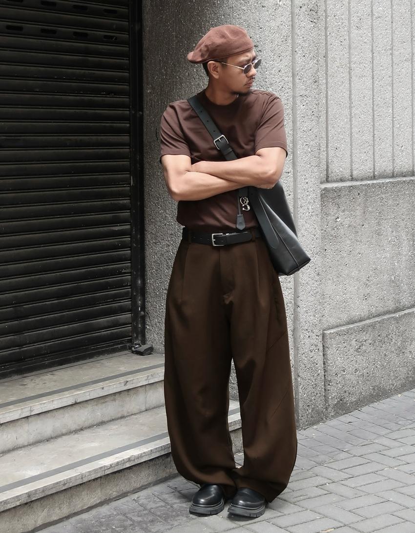 Kısa kollu tişört-Kahverengi