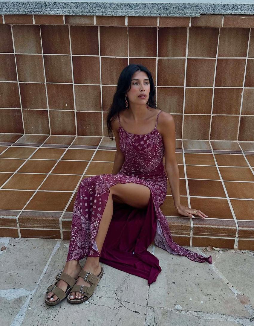 Midikleid aus Tüll mit Print-Bordeaux-2