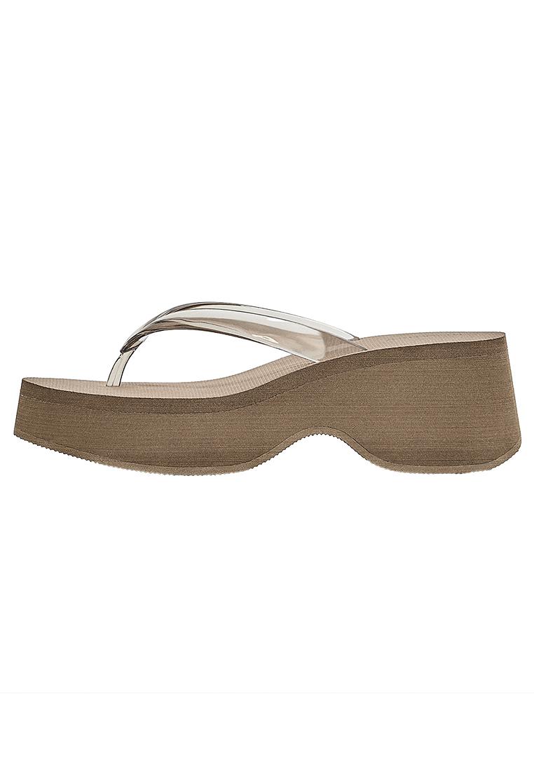 Vinyl thong platform sandals — TAUPE (alternate view)