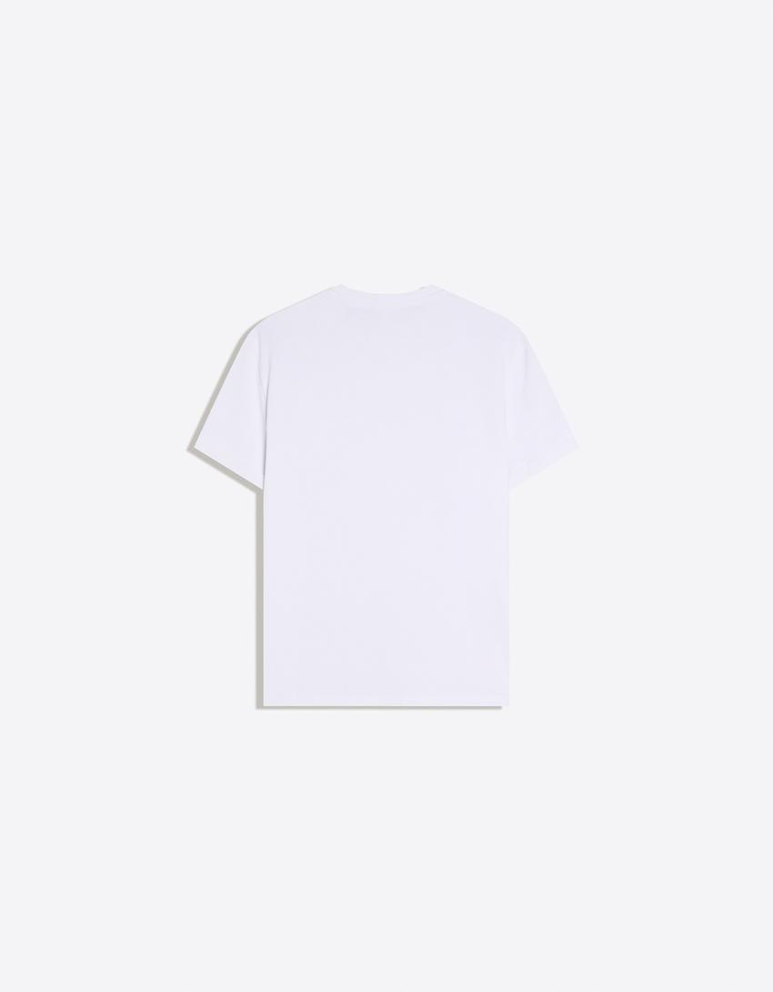 Camiseta manga corta roll up print-Blanco