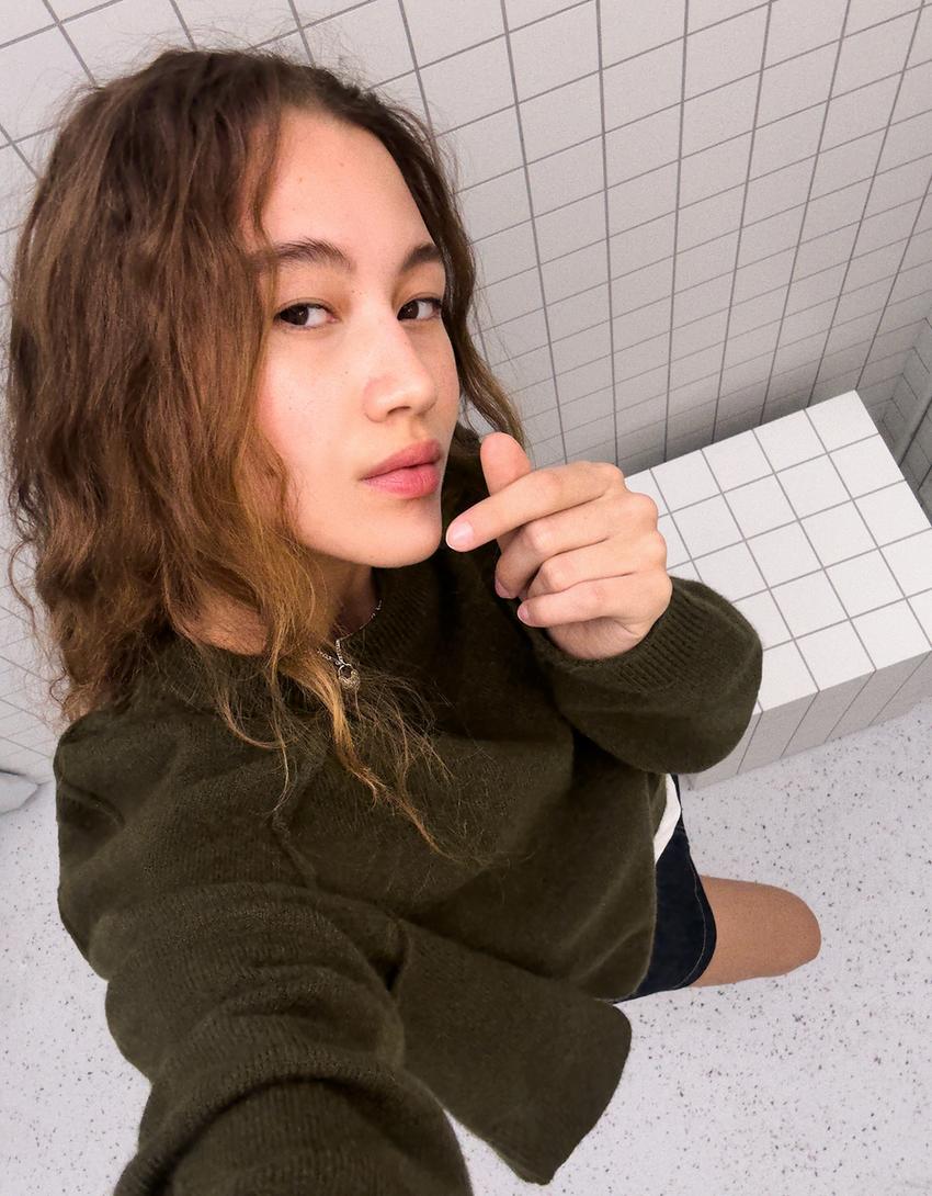 Adīts džemperis ar šuvēm-Zaļš