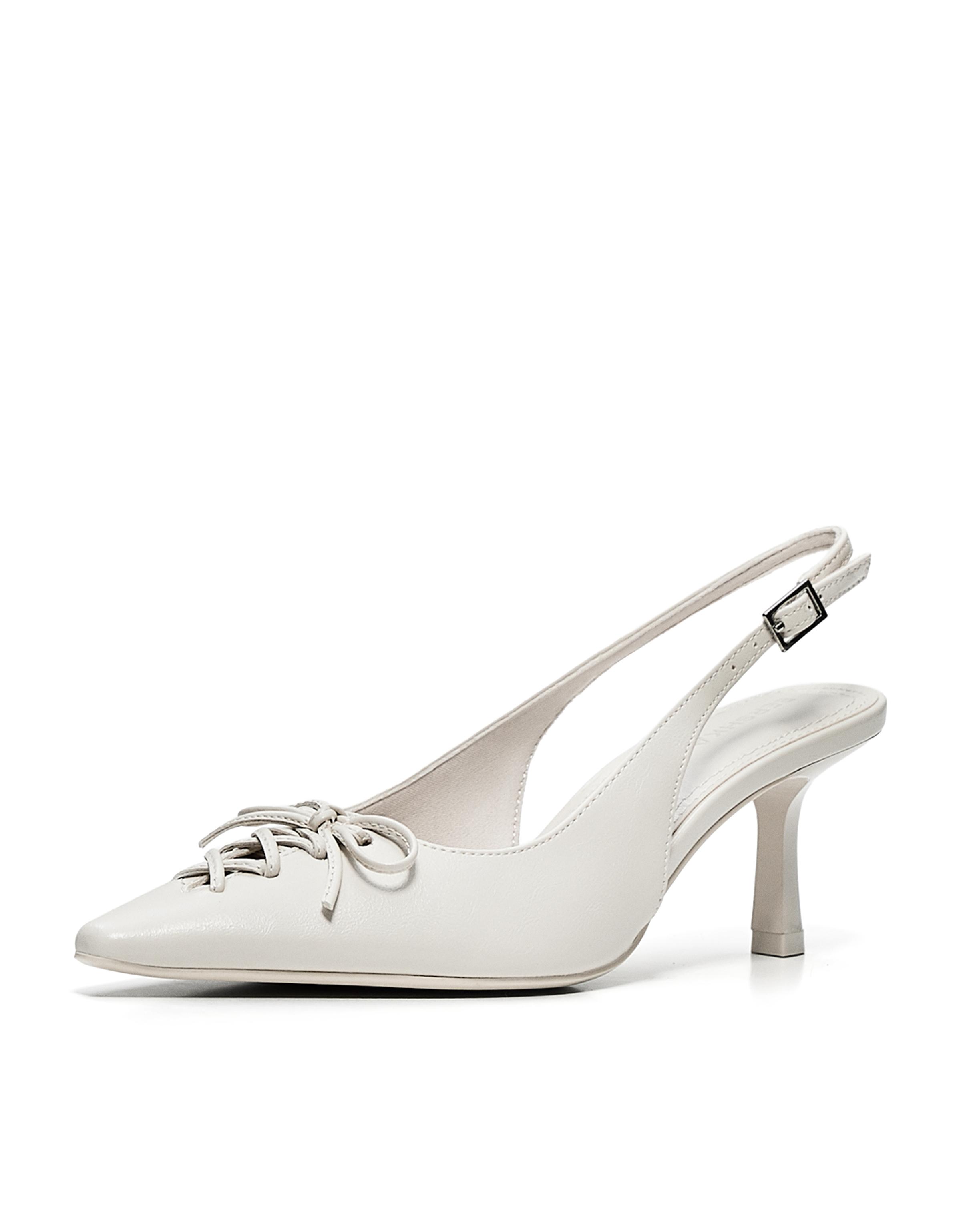 KITTEN HEEL CORSET SHOES — WHITE