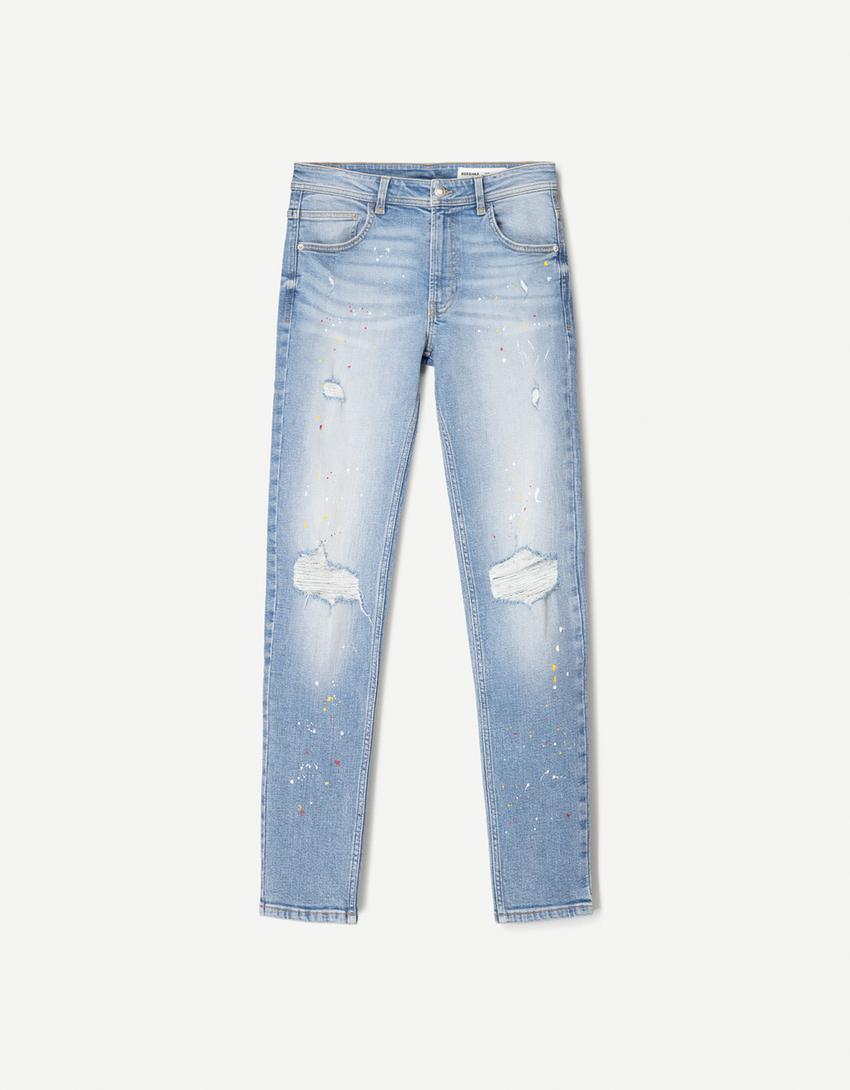 Super skinny ripped jeans-Light blue