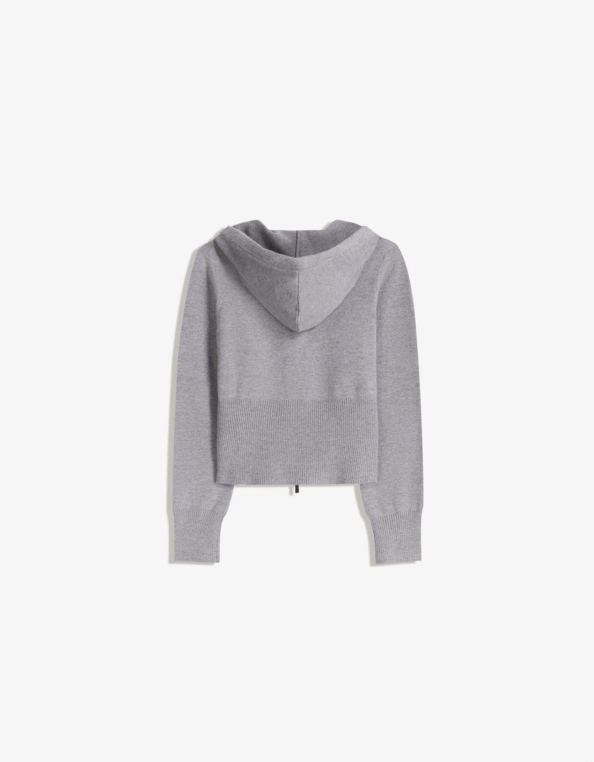 Sweat zippé à capuche-Gris