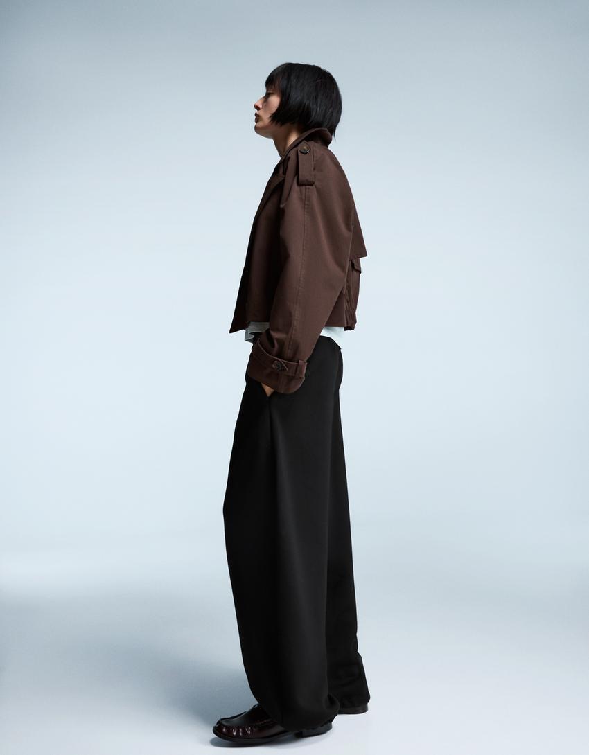 Pantalon en molleton coupe barrel à stoppeurs-Noir