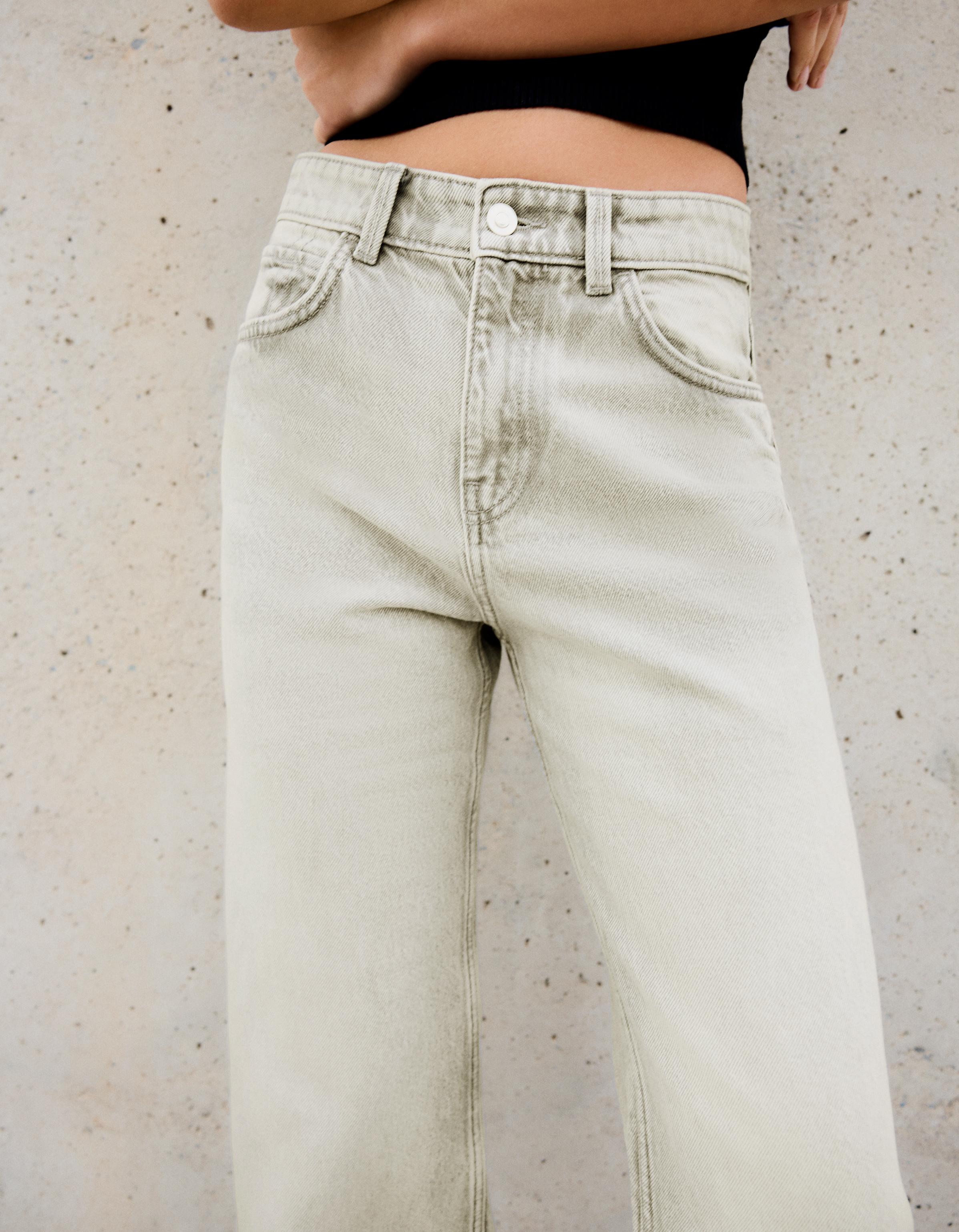 High-waist wide-leg straight jeans