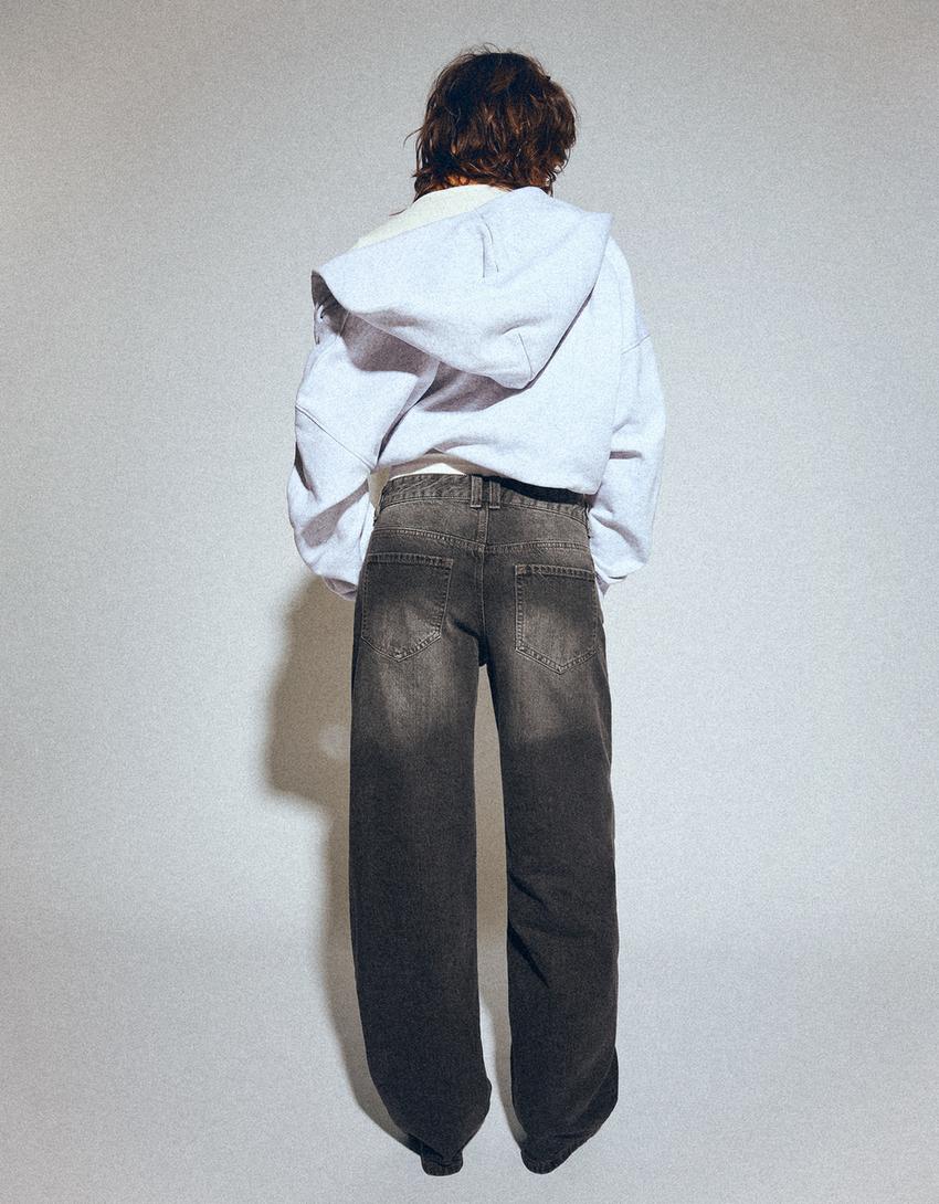 Jeans baggy barrel-Gris oscuro