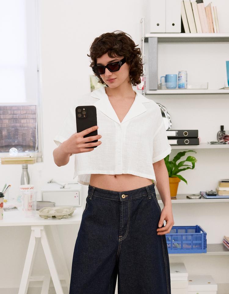 Textured rustic short sleeve shirt