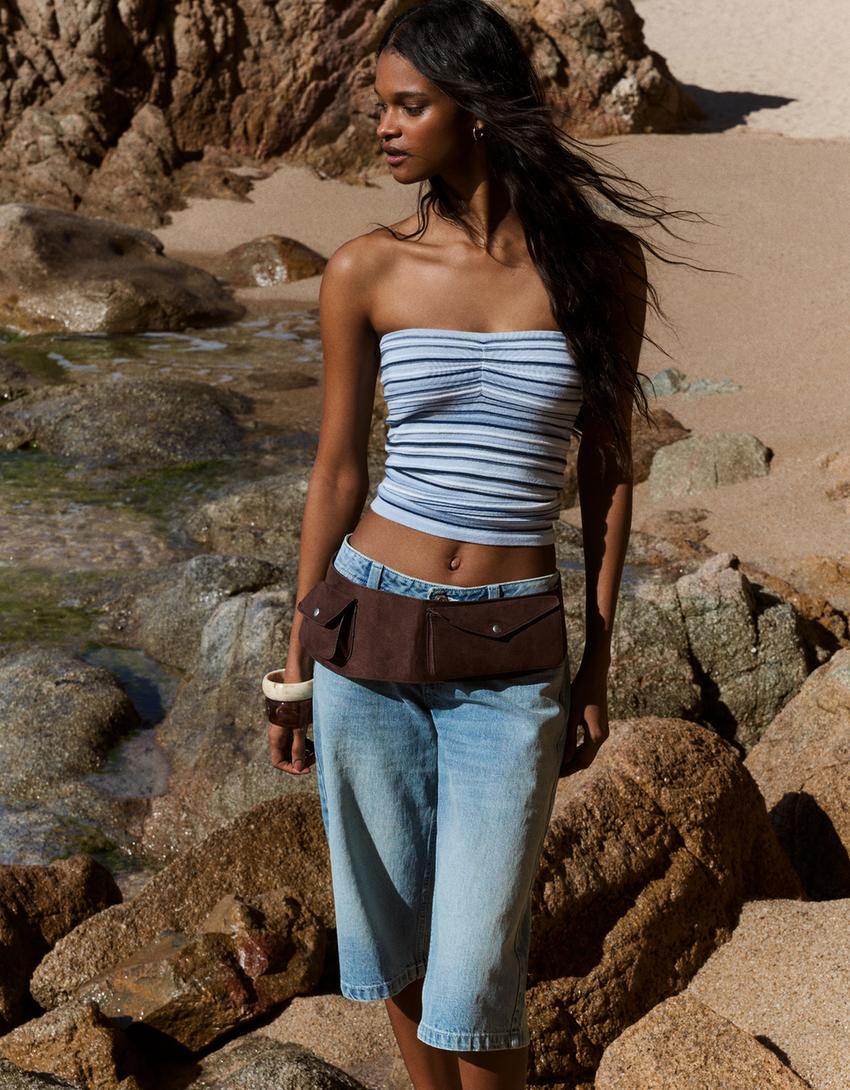 Top bandeau rayas-Azul