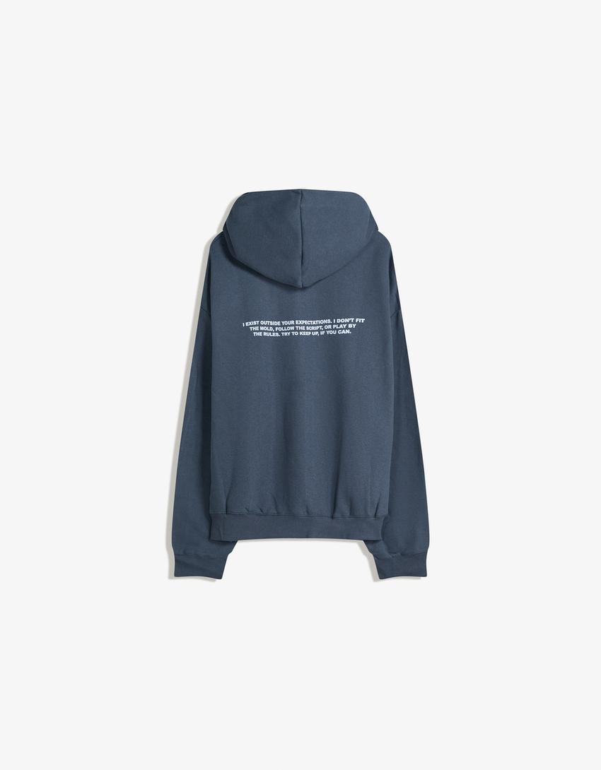 Printed hoodie-Blue-5