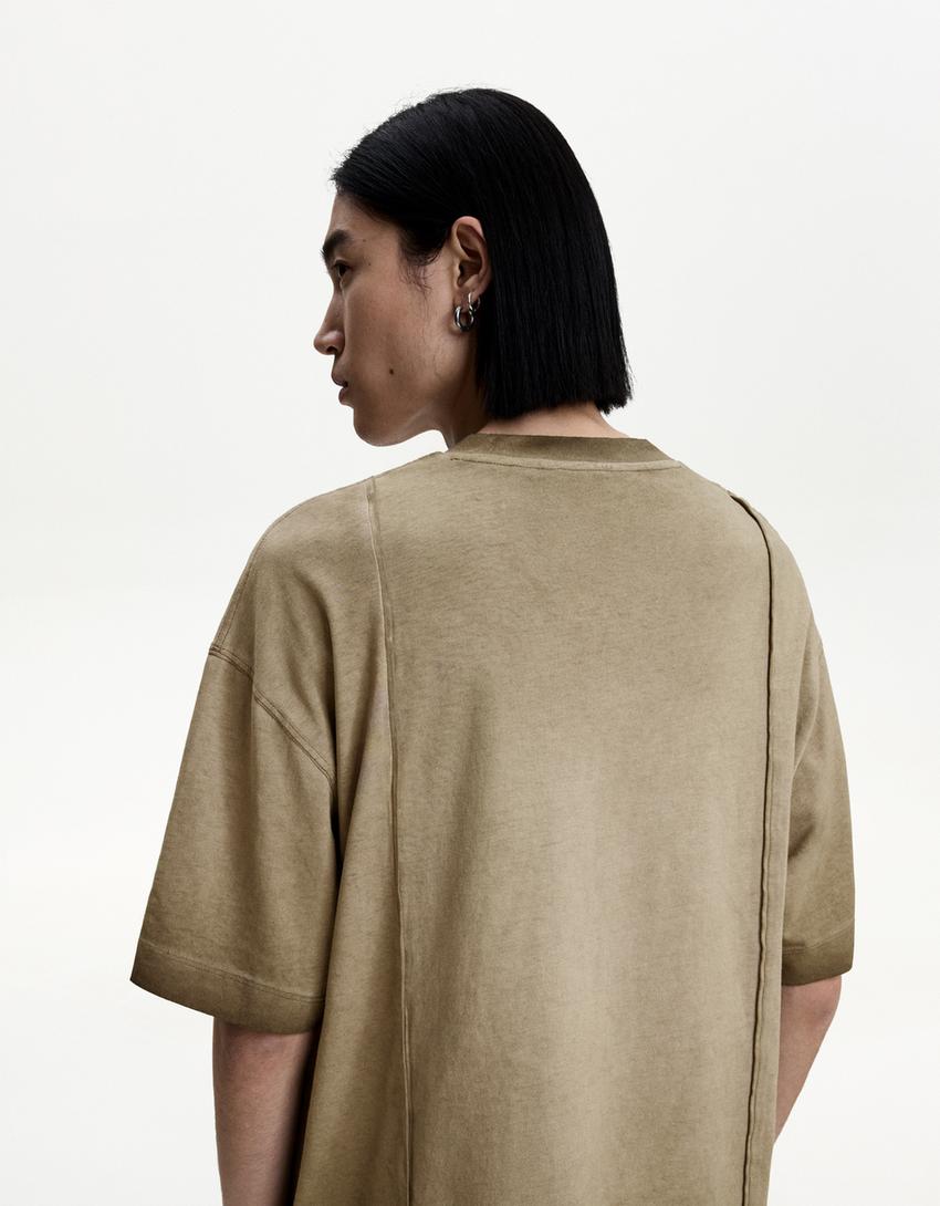 Long sleeve boxy fit T-shirt-Green-1
