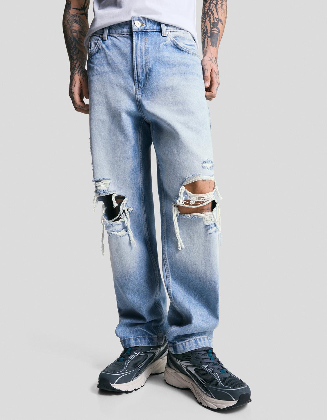 Jeans straight relaxed rotos