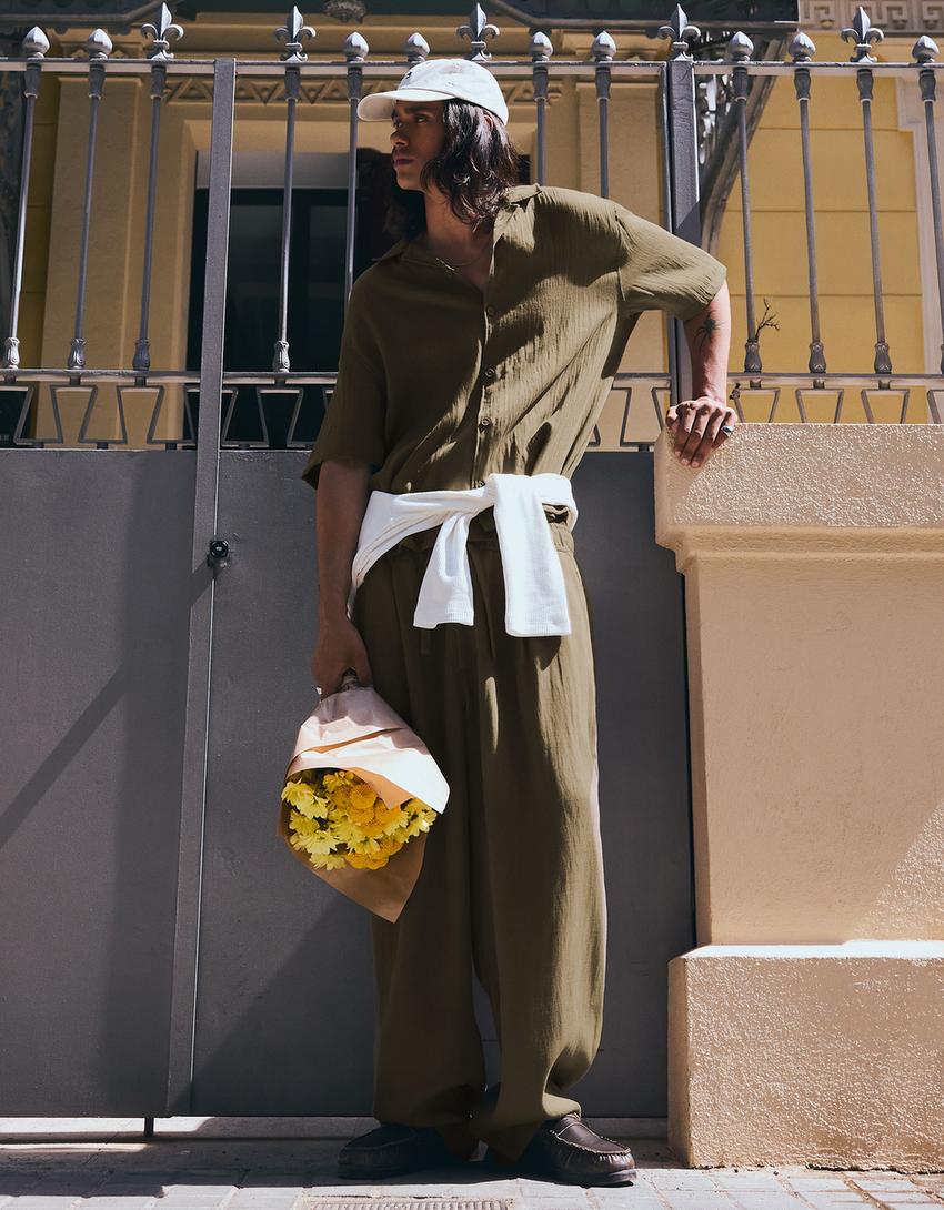 Pantalon baggy rustique-Kaki