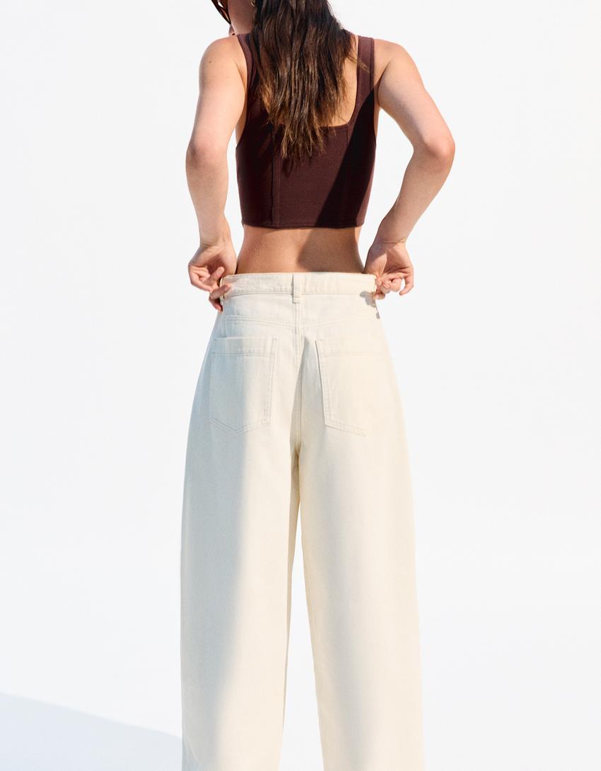 Pantalon fluide à pinces-Beige-1