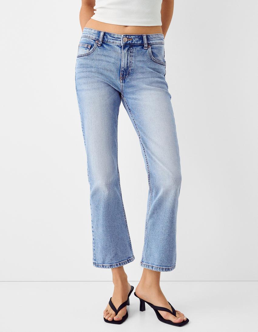 Jean cropped flare-Bleu lavé-1