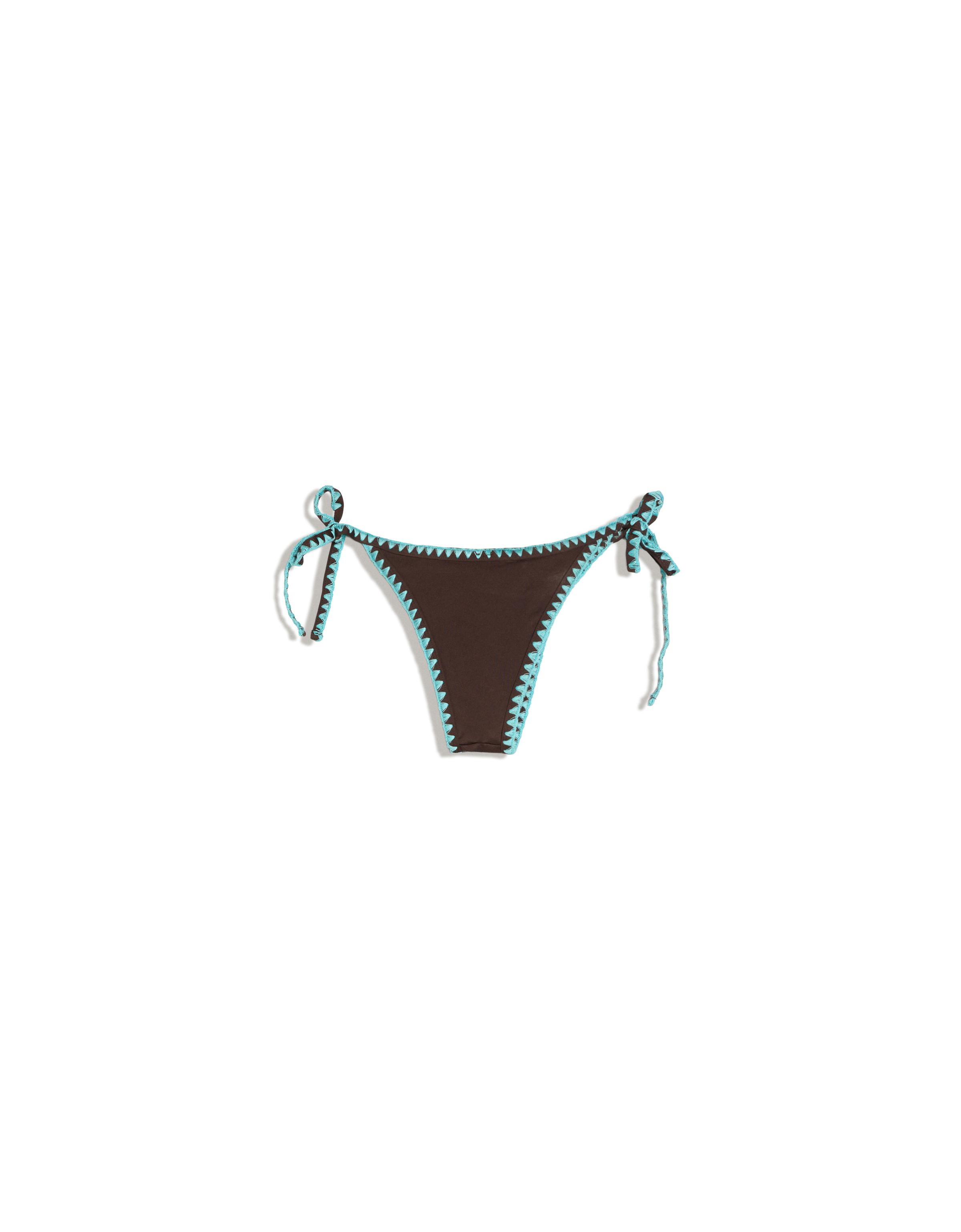 Contrast topstitch bikini bottoms — Brown
