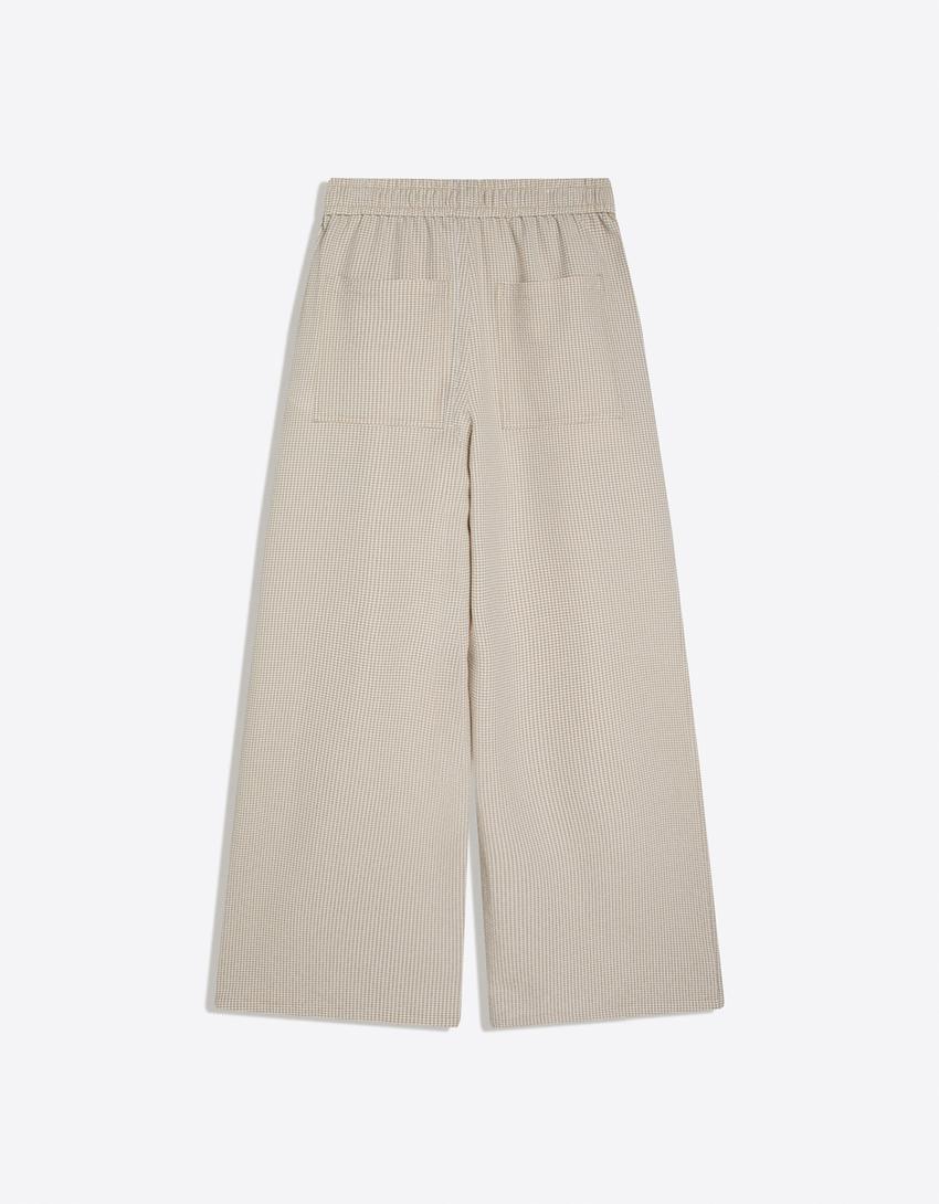 Mega baggy check trousers-Sand