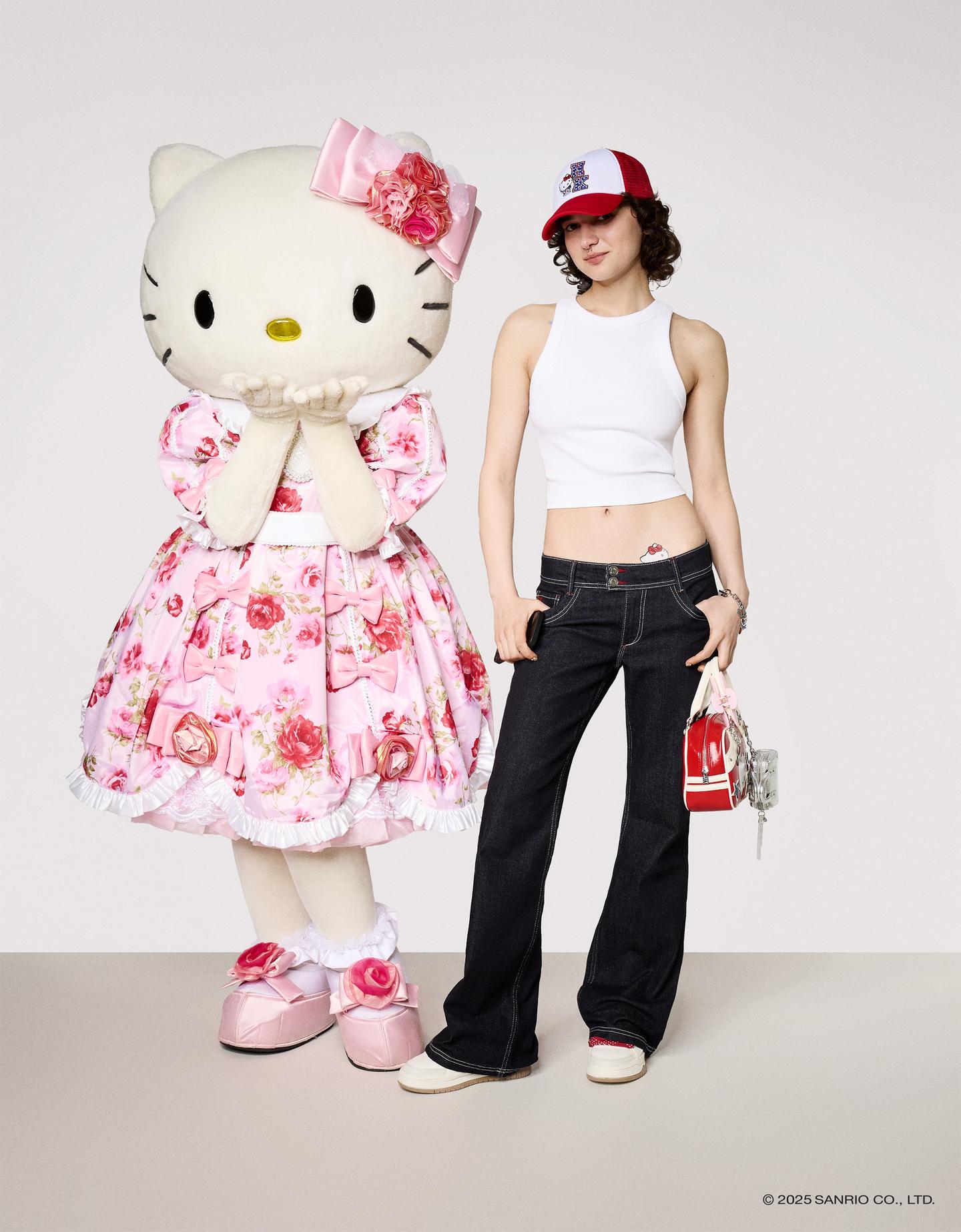 Bershka Jeans Bootcut Hello Kitty Mujer 40 Marino