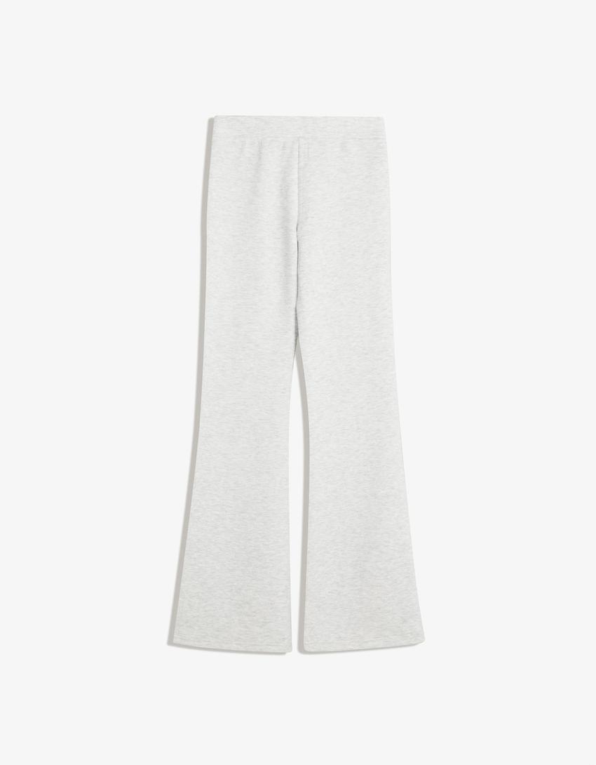 Soft modal blend flared trousers-Grey-5