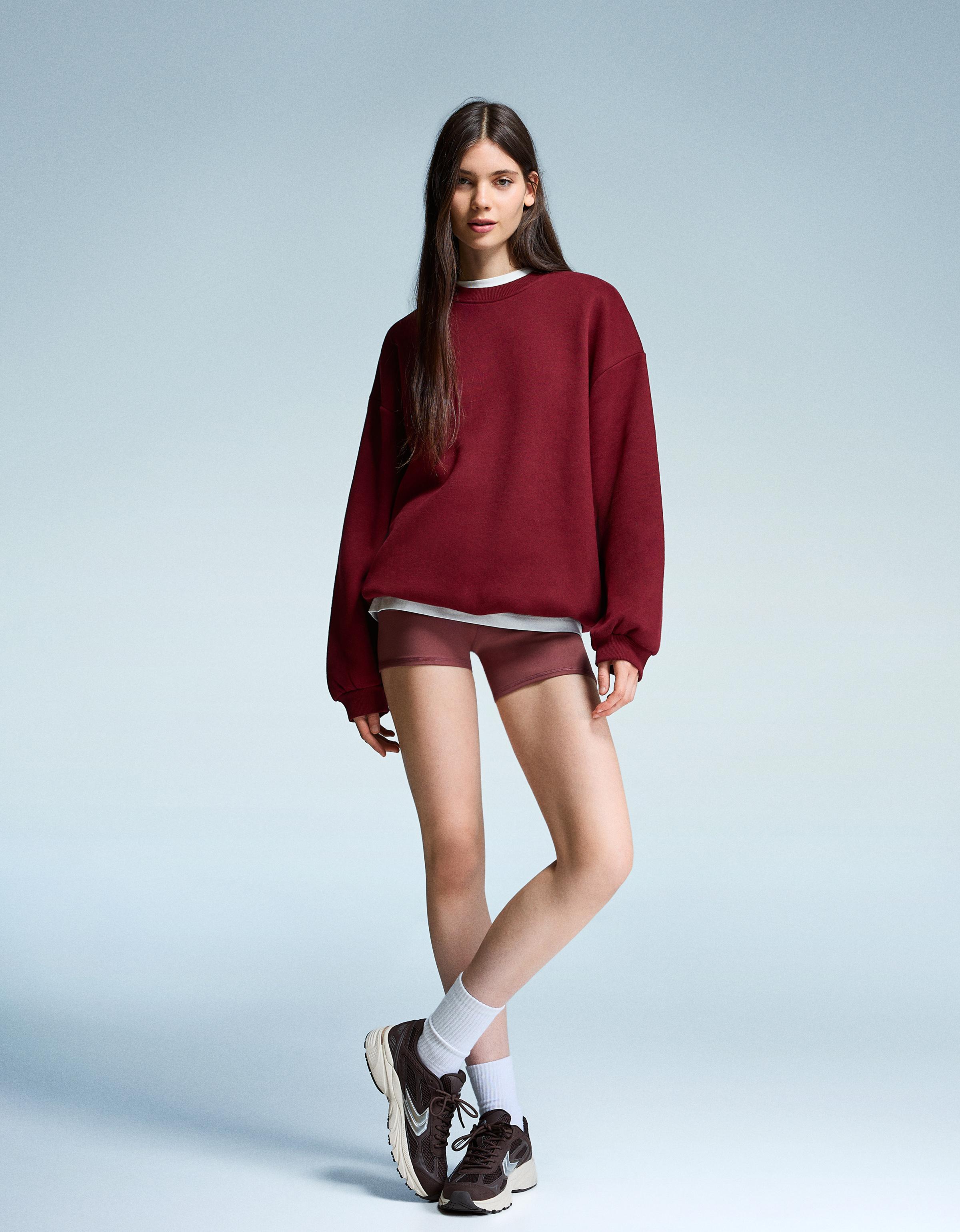 Bershka Oversize-Sweatshirt Mit Taschen Damen S Bordeaux