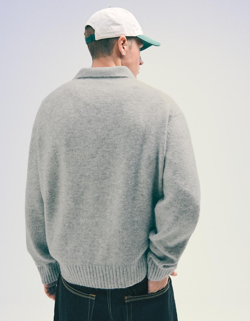 Pull col polo-Gris