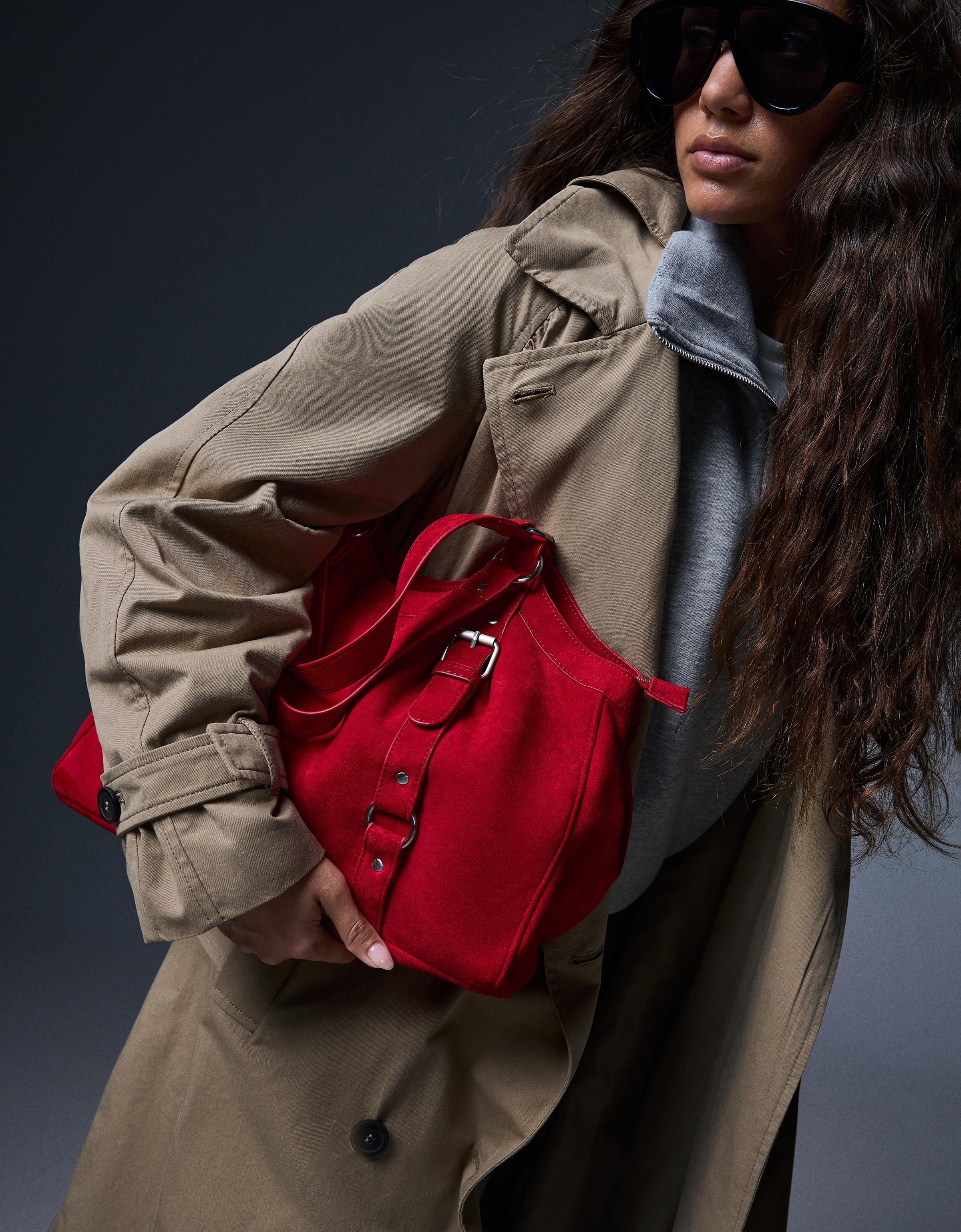 Bershka Suni süet tokalı çanta görsel 5