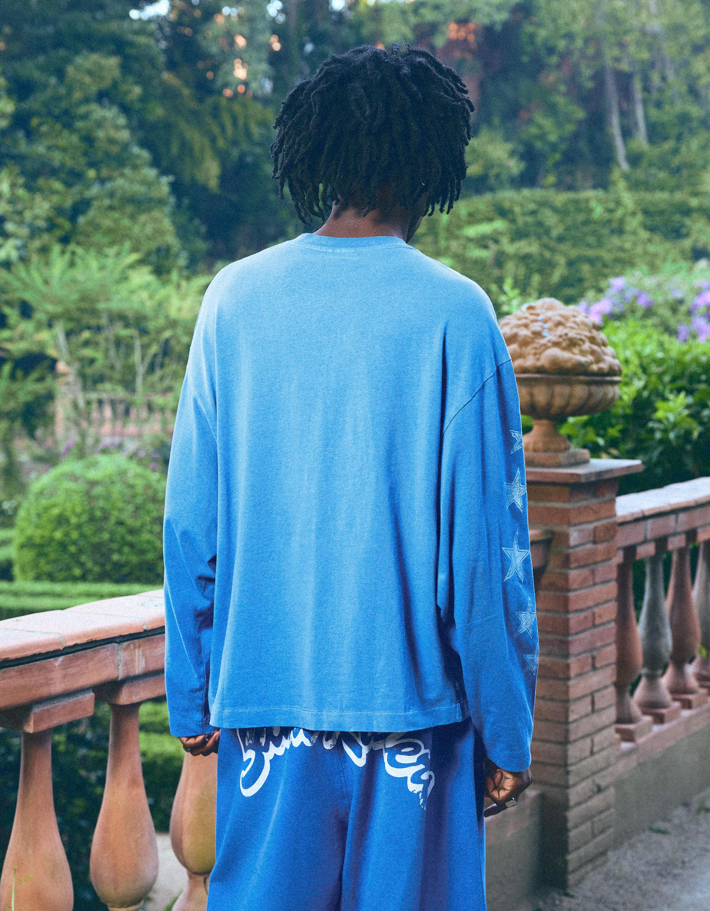 Long-sleeved print T-shirt — Blue