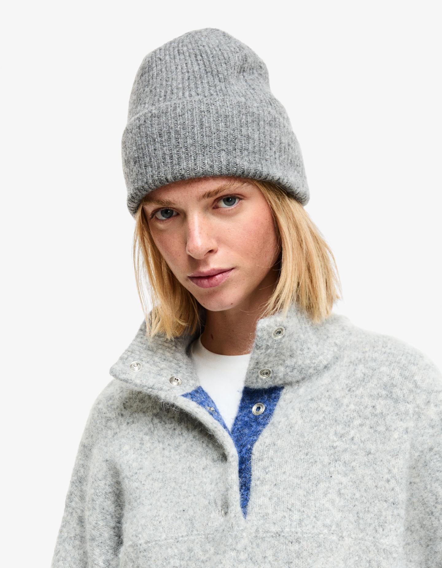 Bershka czapka beanie basic szary