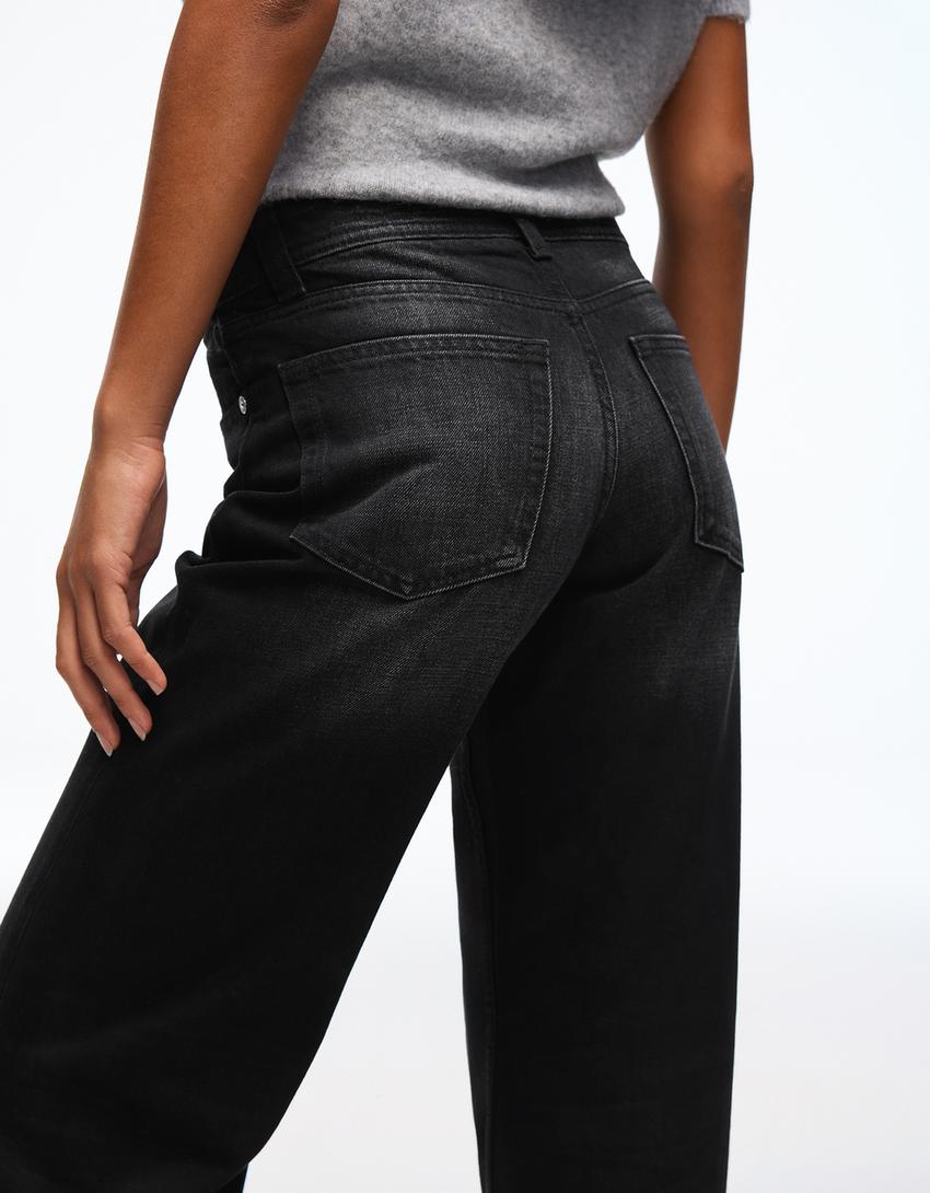 Jeans baggy tiro medio-Negro