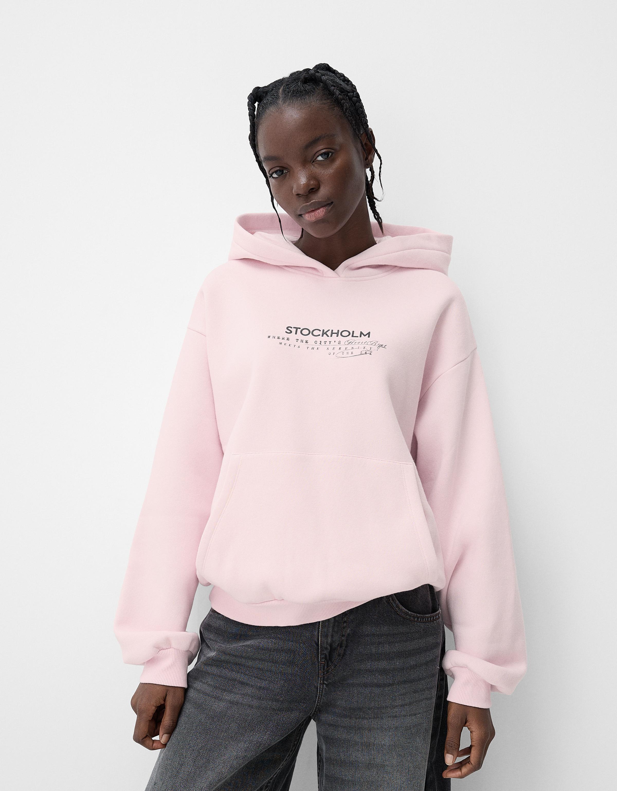 Sudadera rosa bershka on sale