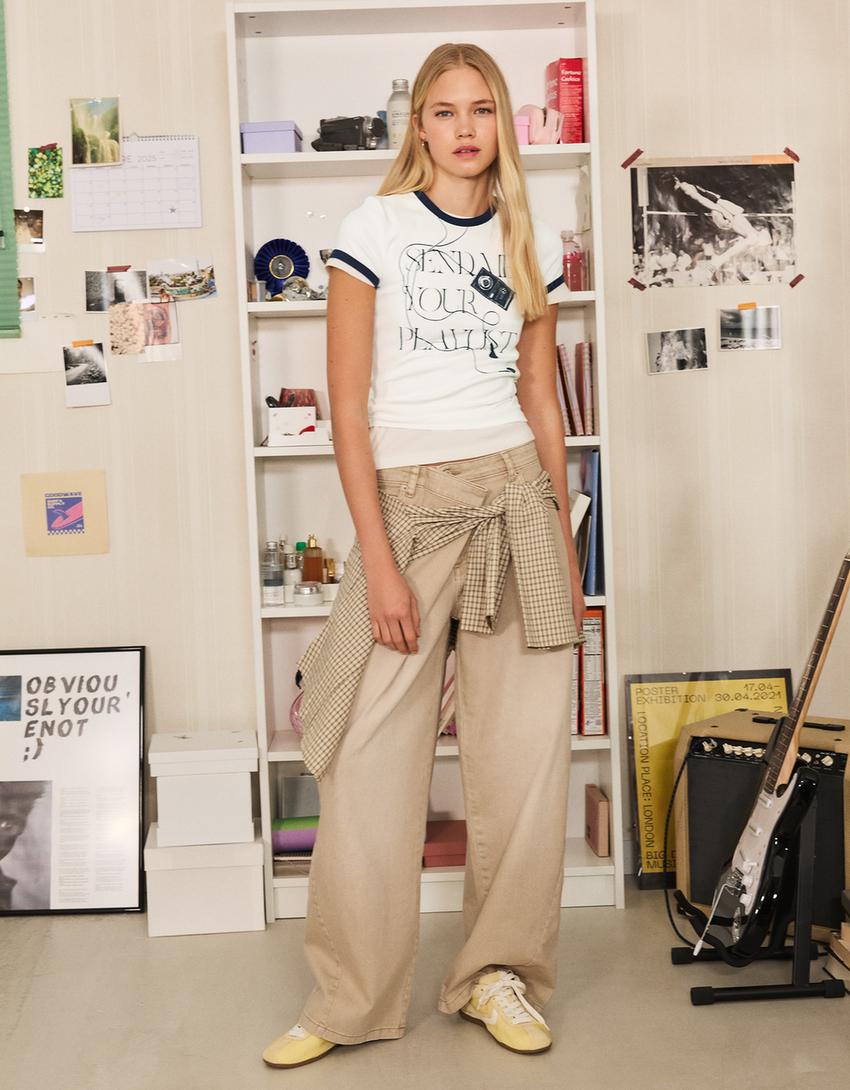 Short sleeve print T-shirt-Off white