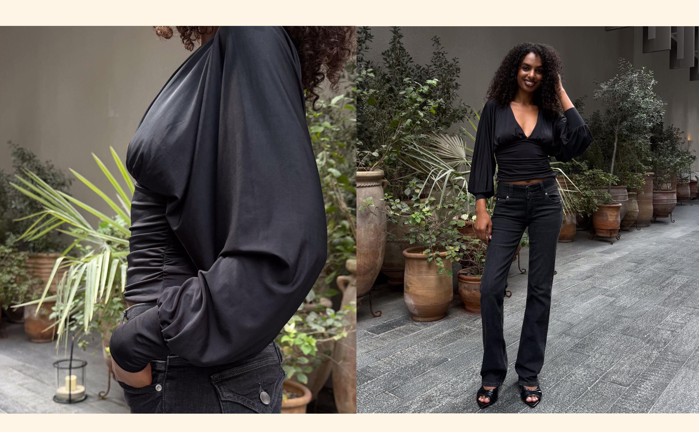 Uzun kollu büzgülü top - Görsel 69